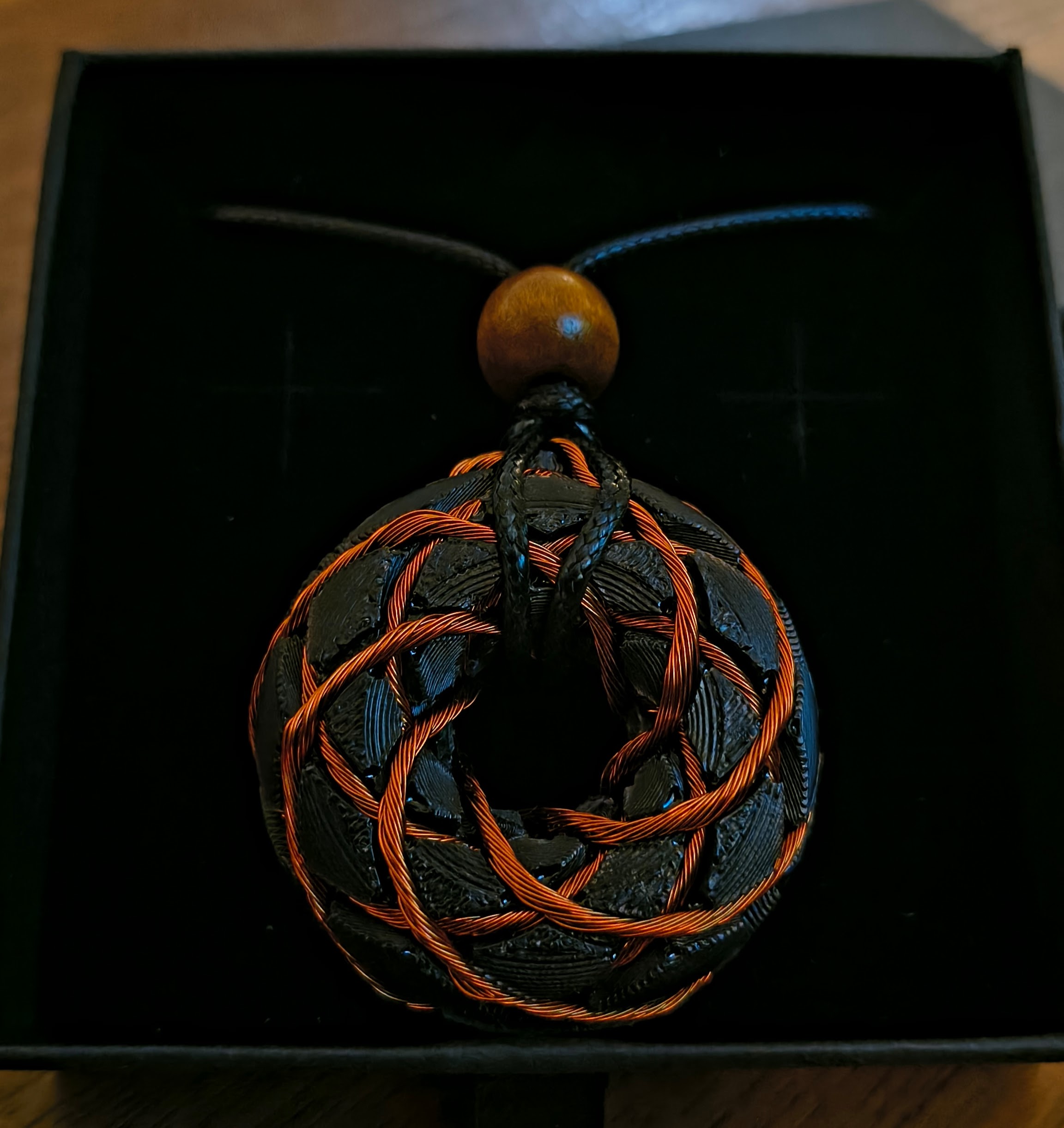 Flower of Life Torus Rodin coil pendant, Genuine Shungite.